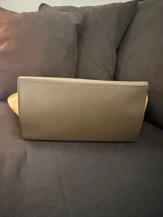 Celine Tricolor Leather Shoulder Bag - Cream, Gray & Mustard - Picture 4 of 8